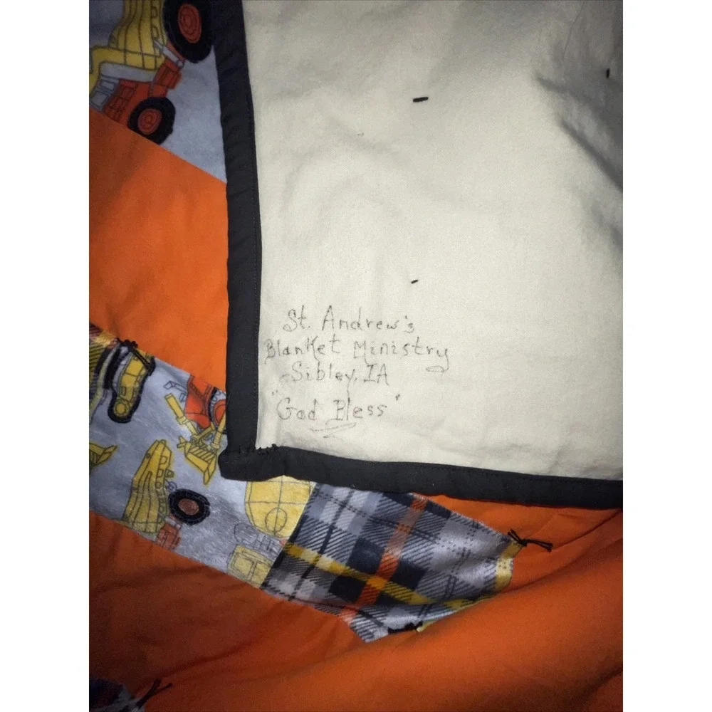 Quilt blanket Throw toddler bedspread cement mixer trucks Plow Construction